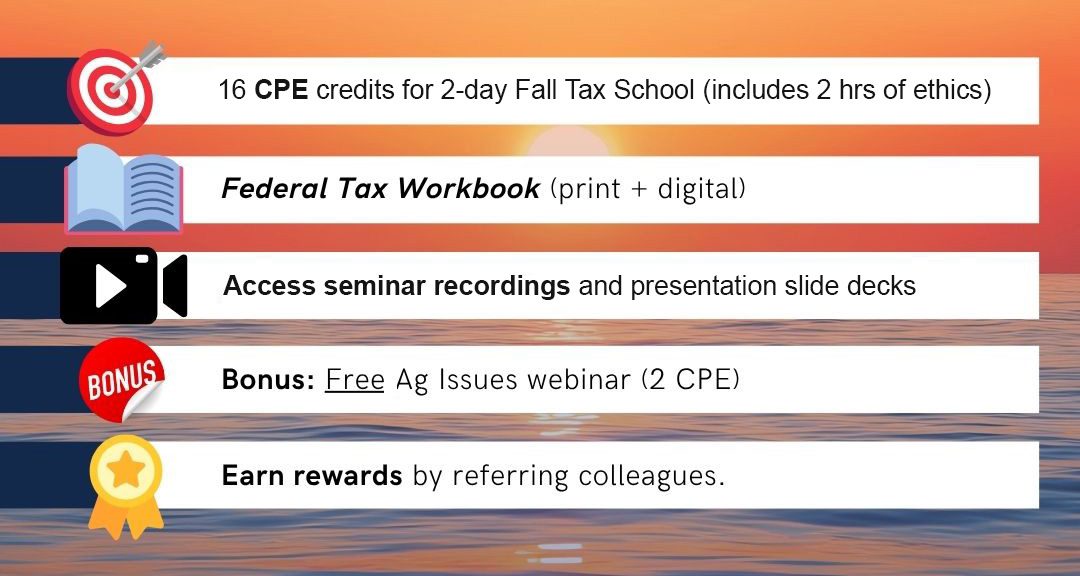 What's included with Fall Tax School Registration