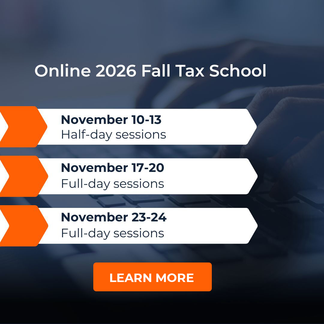 Online 2026 Fall Tax School dates