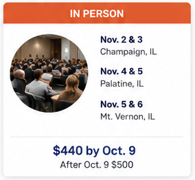In-person Fall Tax School dates and locations.