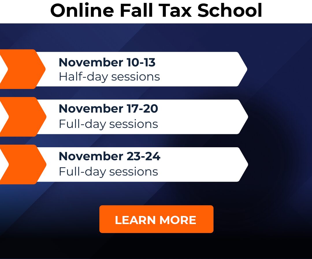 Online Fall Tax School dates and times.